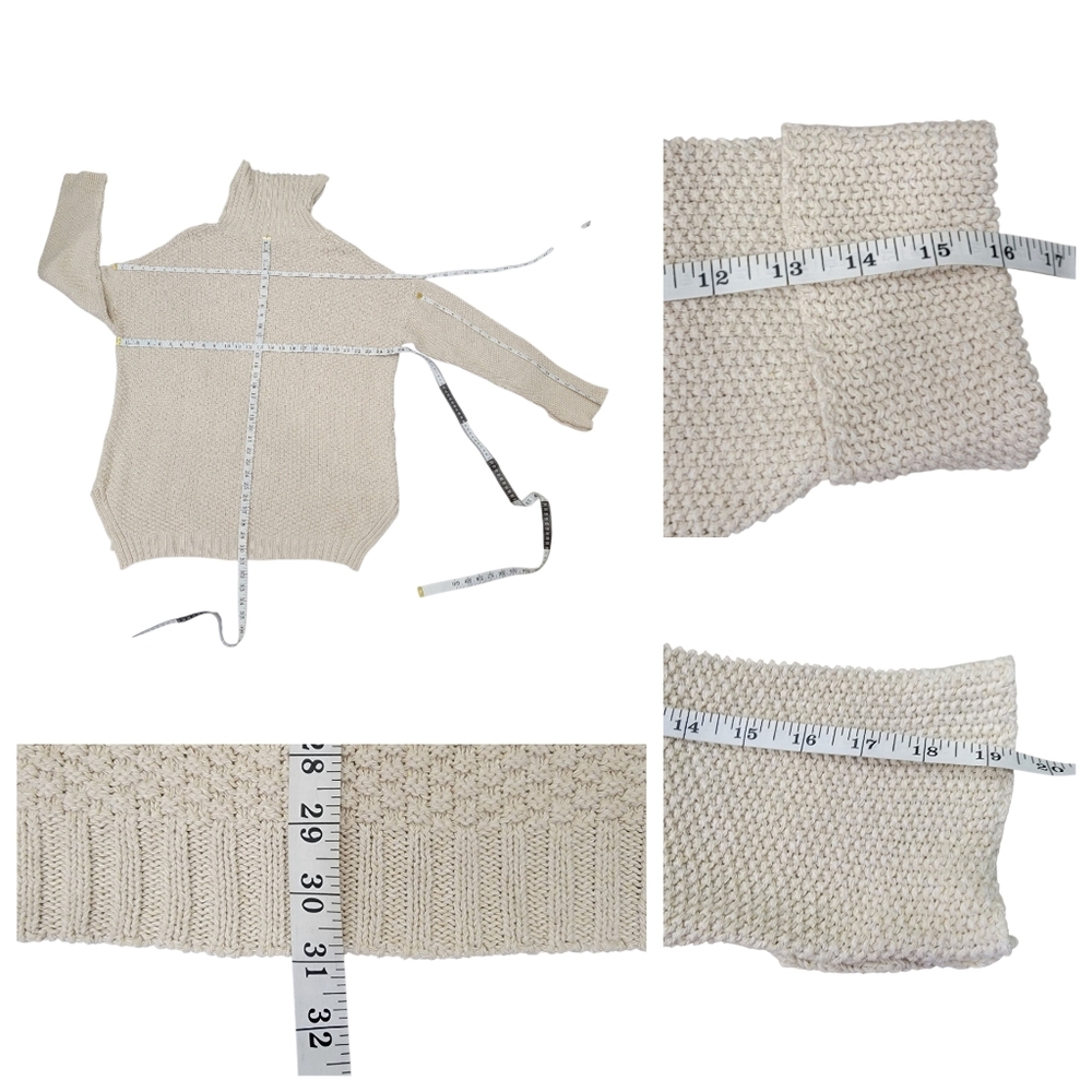 Parkhurst Emily Eco Cotton Turtleneck Cream Chunky Cable-Knit Sweater Womens XL - Picture 16 of 17